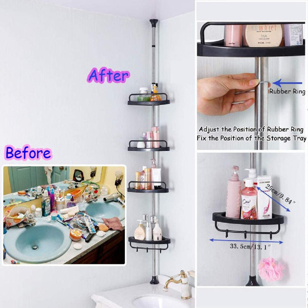 Rebrilliant Bunsley Tension Pole Stainless Steel Shower Caddy Wayfair
